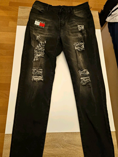 Herren denim jeans schwarz - denim,